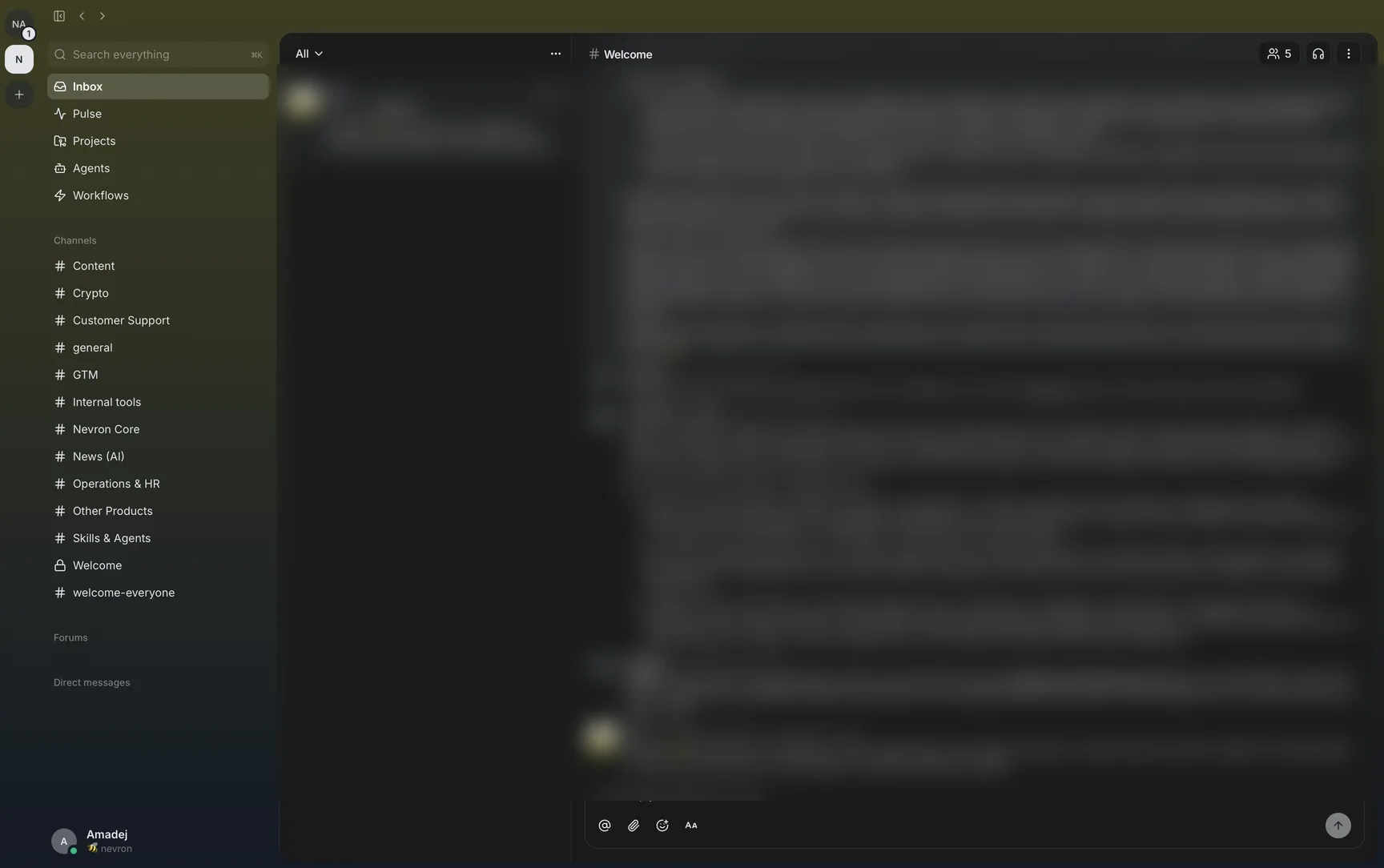 Buzz desktop app main view with the channel sidebar